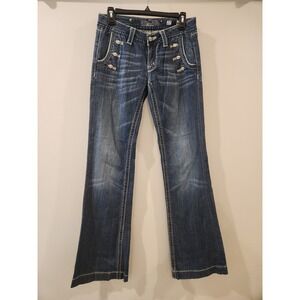 Women’s Distressed Bootcut Jeans - Dark Blue